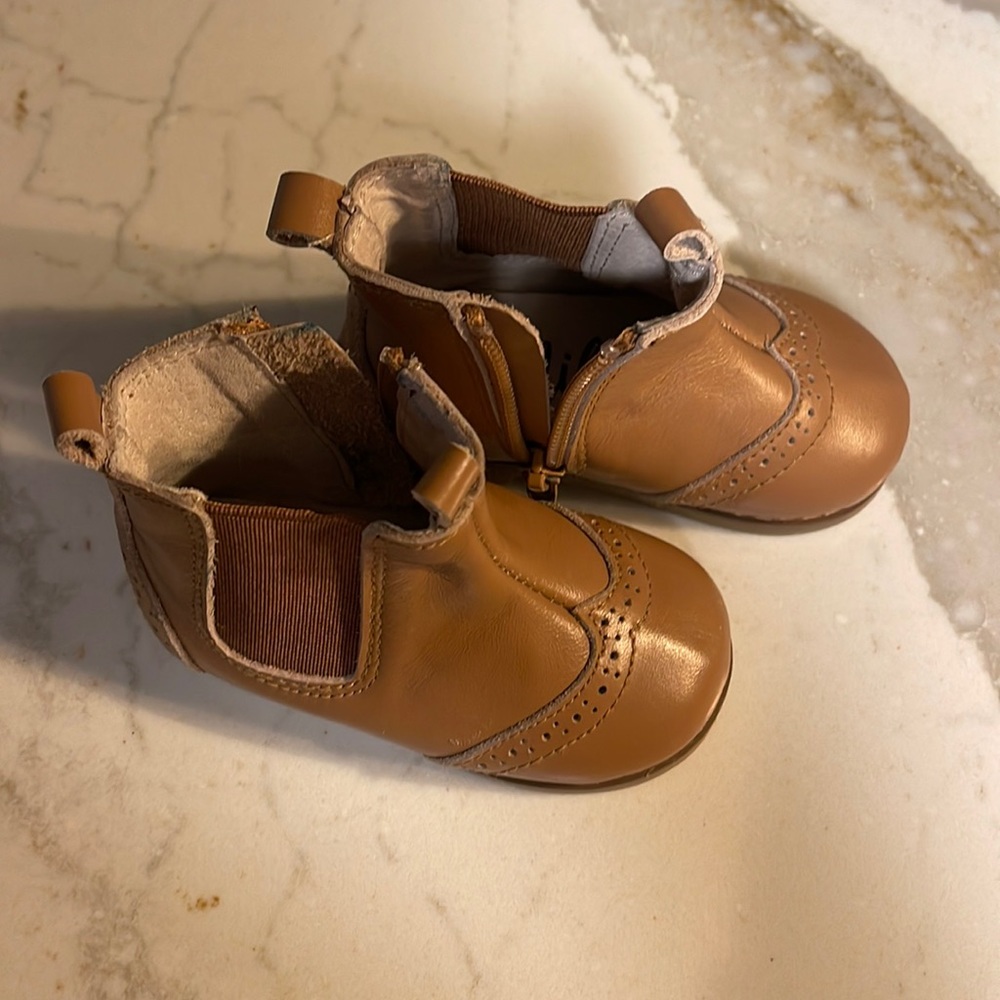 Baby Size 4 Mil & Co smooth coffee Leather Boots